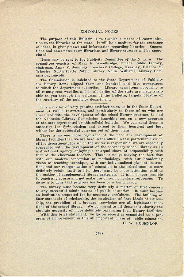 Nebraska Public Library Commission Bulletin, v.1, #2