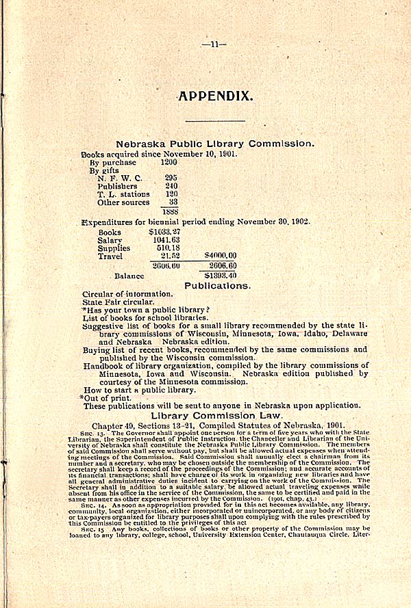 First Biennial Report of the Nebraska Library Commission