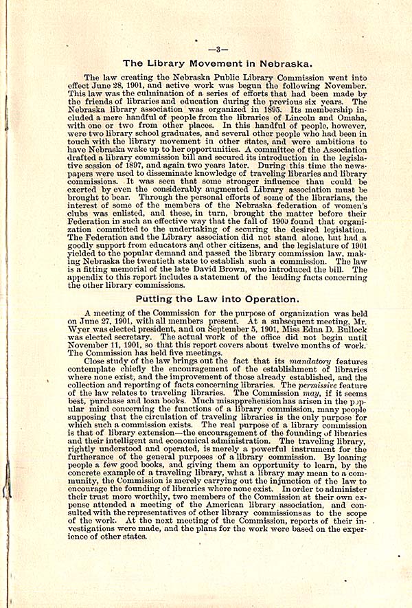 First Biennial Report of the Nebraska Library Commission