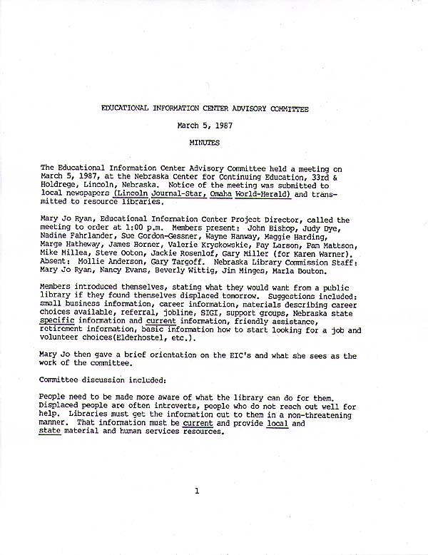 Advisory Committee minutes