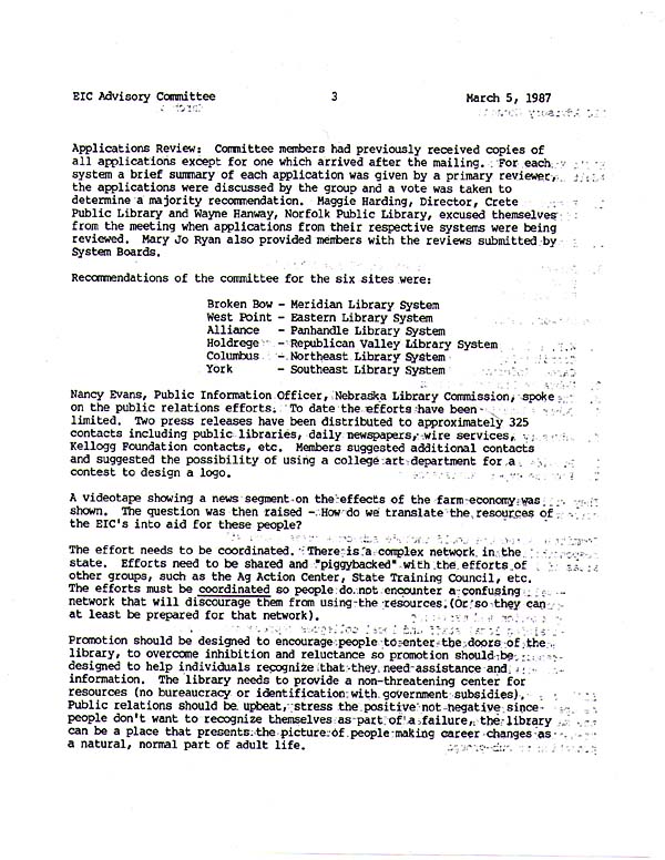 Advisory Committee minutes