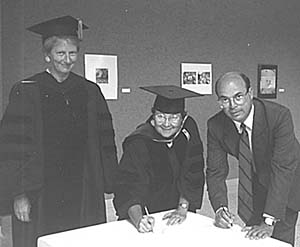 Nancy Bush, Marty Hale, and Rod Wagner sign agreement with Emporia