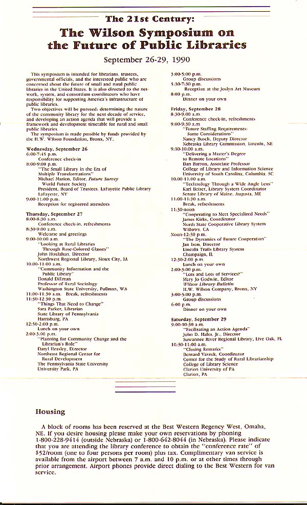 Wilson Symposium on Rural Libraries
